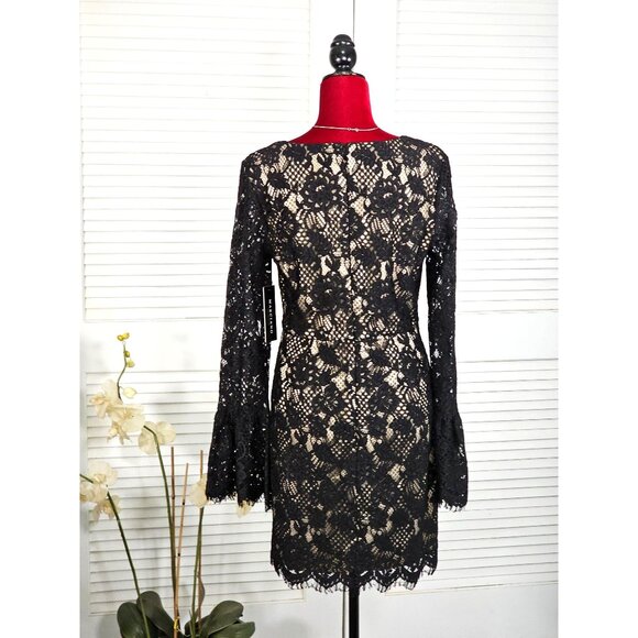 NWT Marciano Women's Black Nylon Enchant Lace Long Sleeve Dress Size Large 1750 - Picture 9 of 15